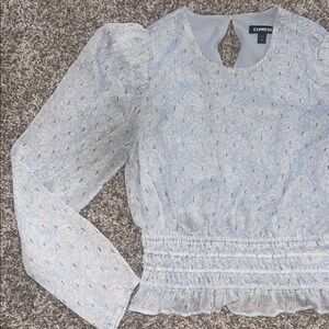 Express Metallic Floral Smocked Waist Top - Small
